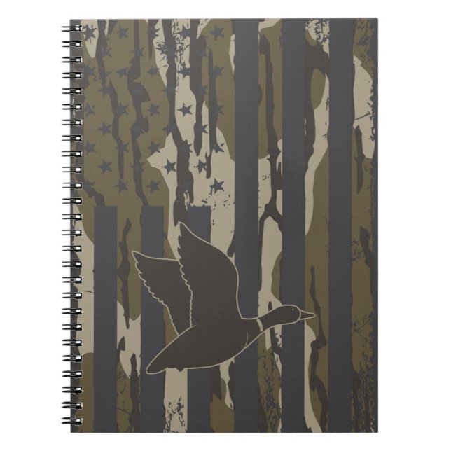 Bottomland Camo Duck Hunting American Flag USA Notebook (Front)