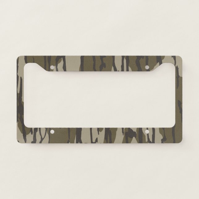 Bottomland camo for men hunting apparel license plate frame (Front)