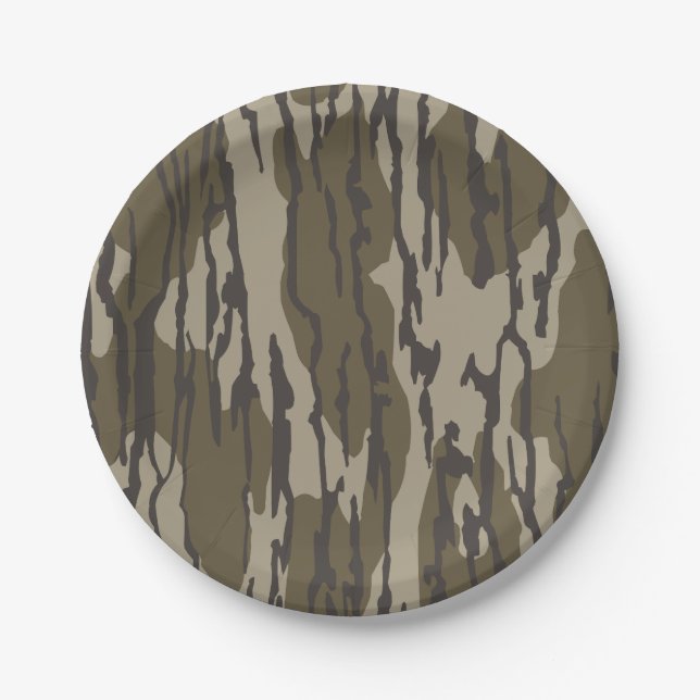 Bottomland camo for men hunting apparel paper plates (Front)