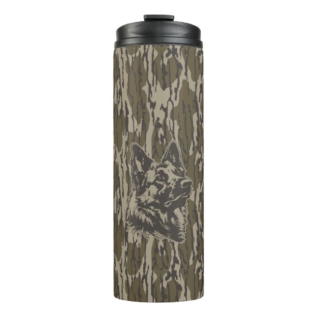 Bottomland Camo German Shepherd Silhouette Thermal Tumbler (Front)