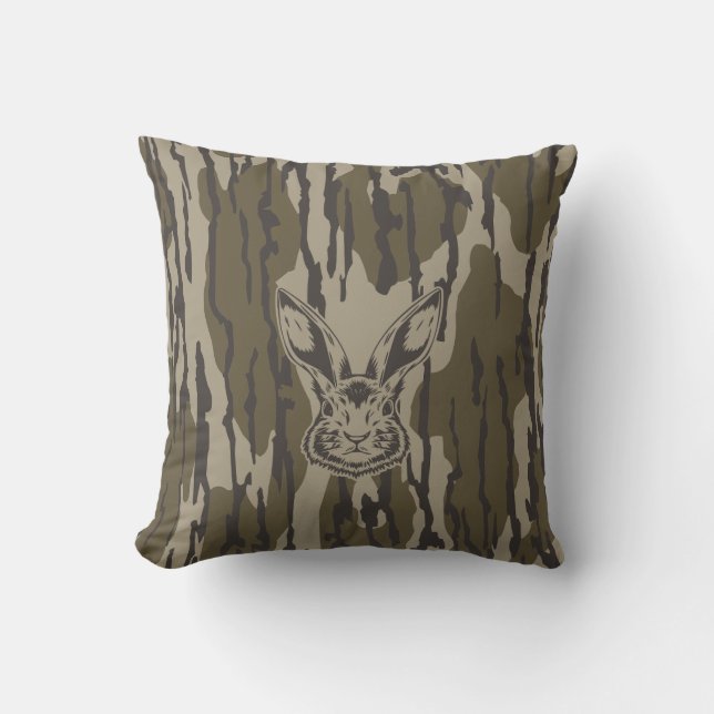 Bottomland Camo Hunting Camo Rabbit Throw Pillow (Front)