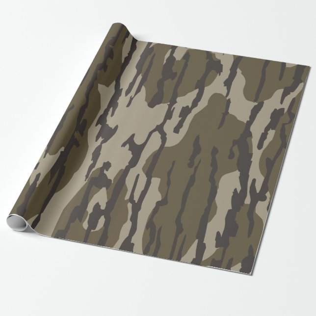 Bottomland Camo Old School Camouflage Wrapping Paper (Unrolled)