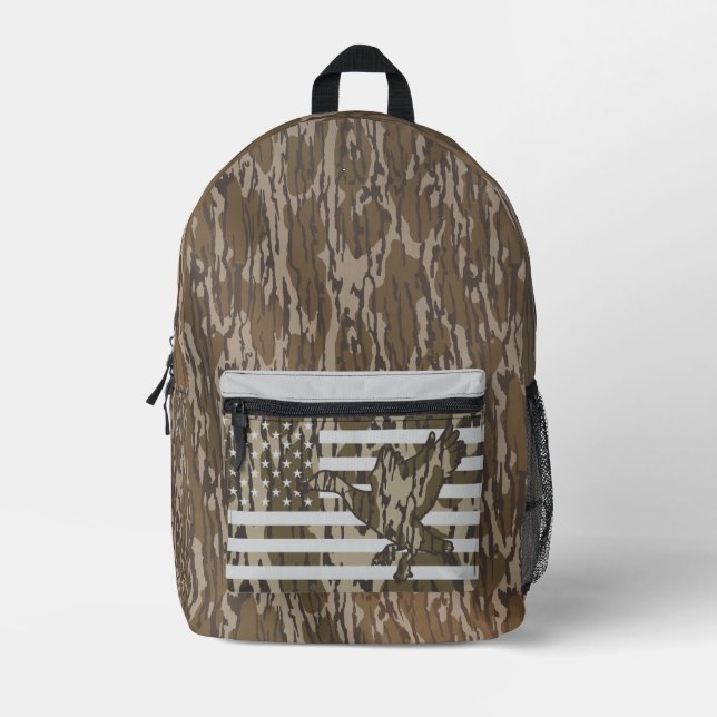 Bottomland Camo Patriotic Mallard Duck Camo Printed Backpack (Front)