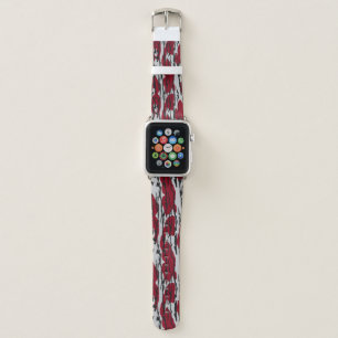 Bottomland Camo red and White pattern boys girls Apple Watch Band