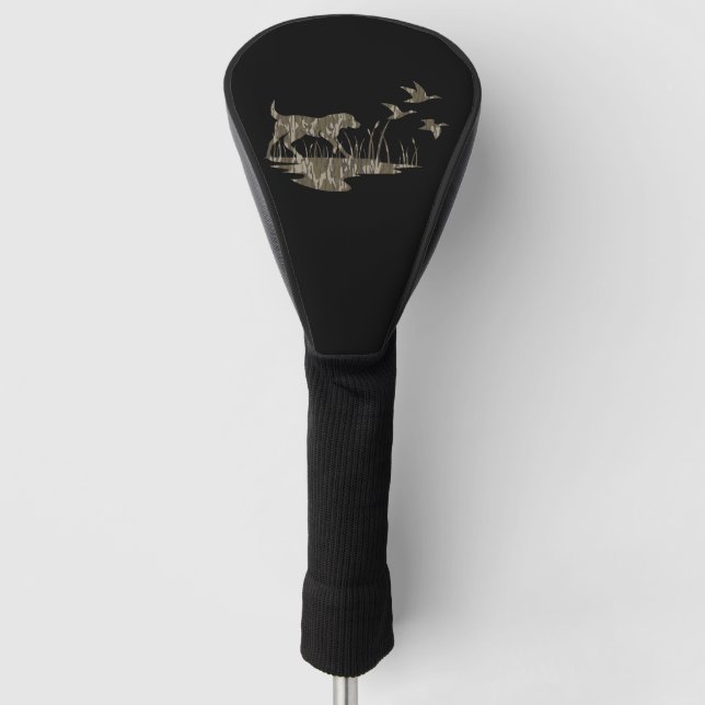 Bottomland Camo Skin Dog and Ducks Golf Head Cover (Front)