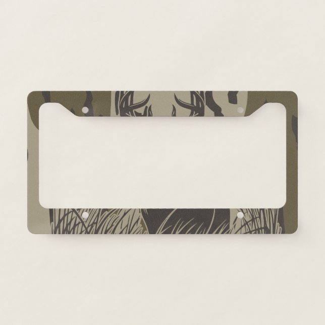 Bottomland camo whitetail deer buck hunting camo license plate frame (Front)