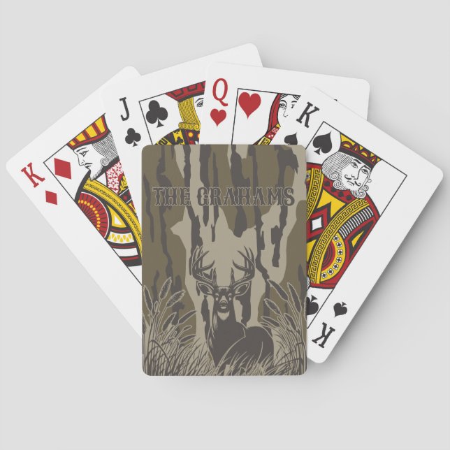 Bottomland camo whitetail deer buck hunting camo poker cards (Back)