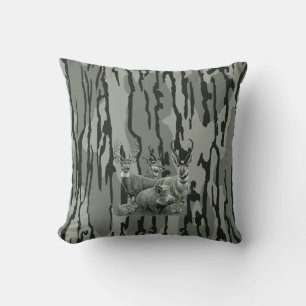Bottomland Camo Whitetail Deer Mule Deer Pronghorn Throw Pillow