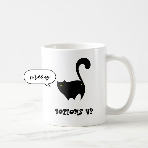 Bottoms Up Black Cat Cute Funny Kitty Cartoon Coffee Mug