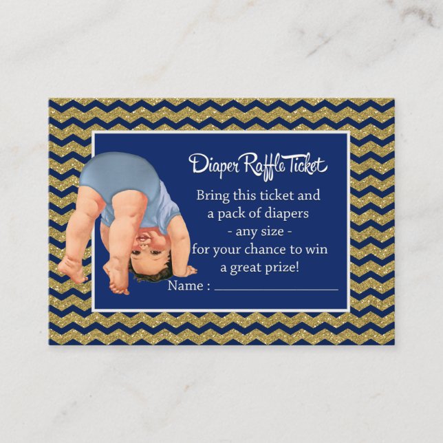 Bottoms Up Boy Diaper Raffle Ticket Enclosure Card (Front)