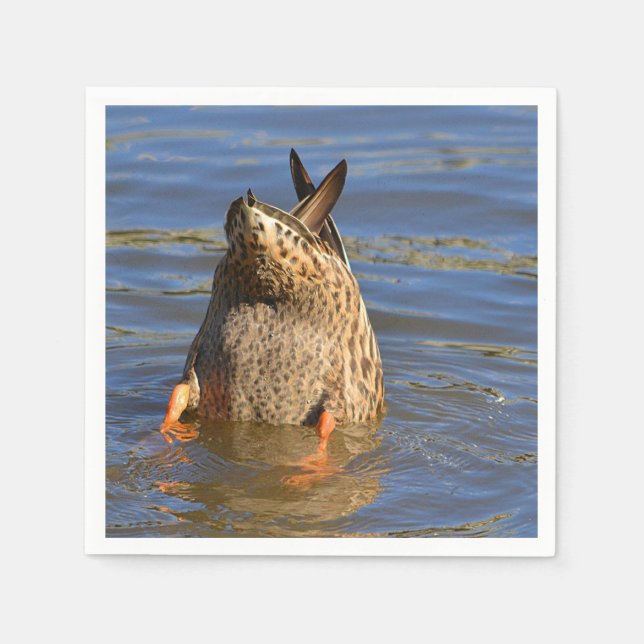 Bottoms Up Diving Duck Paper Napkin (Front)