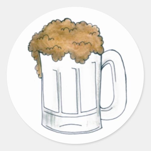 Bottoms Up Foamy Beer Mug Stein Ale Drinking Bar Classic Round Sticker