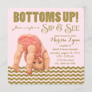 Bottoms Up Girls Sip and See Invitation
