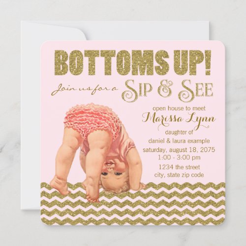 Bottoms Up Girls Sip and See Invitation