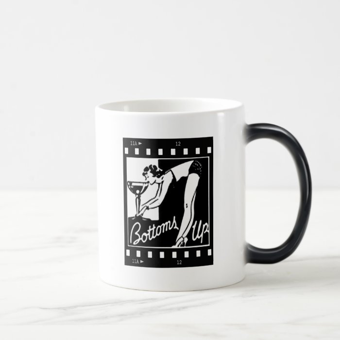 Bottoms Up Retro Lady Drinking Huge Martini Mug