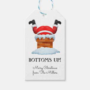 Bottoms Up Santa Holiday Beverage Gift Tags
