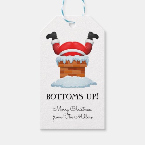 Bottoms Up Santa Holiday Beverage Gift Tags