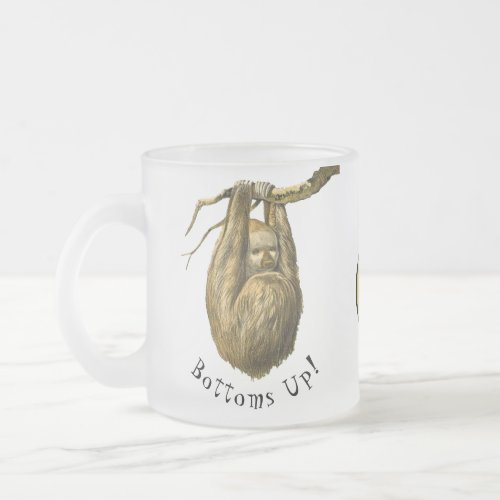 Bottoms Up Sloth Frosted Glass Coffee Mug