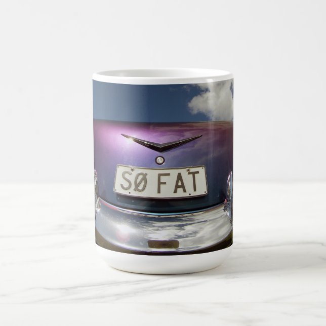 Bottoms Up SO FAT Rear End classic car wide angle Coffee Mug (Center)