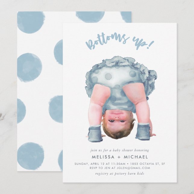 Bottoms up! (Steel blue/blonde) Invitation (Front/Back)