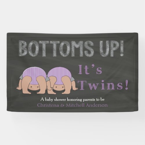 Bottoms Up Twins Baby Shower Personalized Banner
