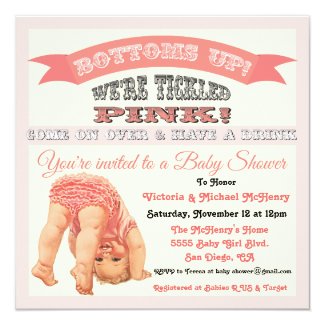 Bottom's Up Vintage Baby Girl Shower Invitations