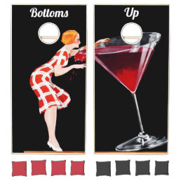 Bottoms Up Woman &amp; Huge Cocktail 1920s Vintage Art Cornhole Set