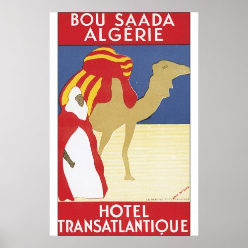 Bou Saada Algerie Vintage Travel Poster