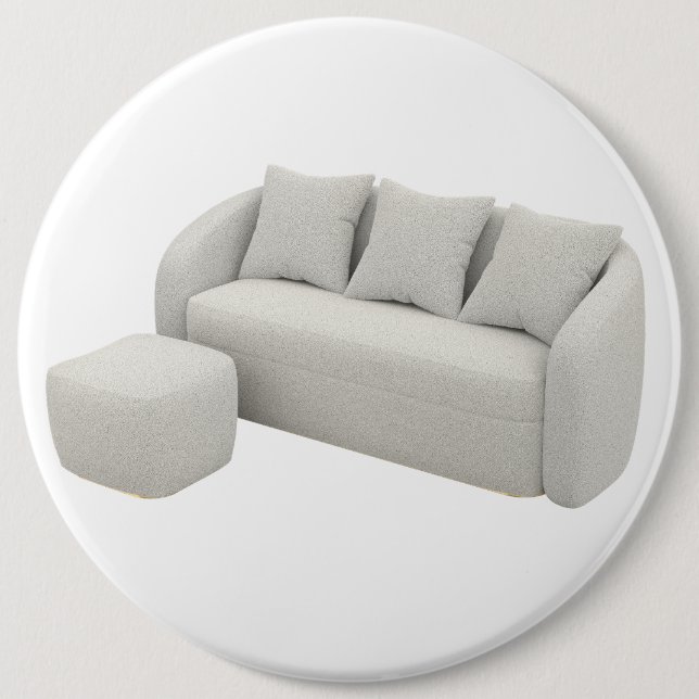 Boucle sofa with ottoman button (Front)