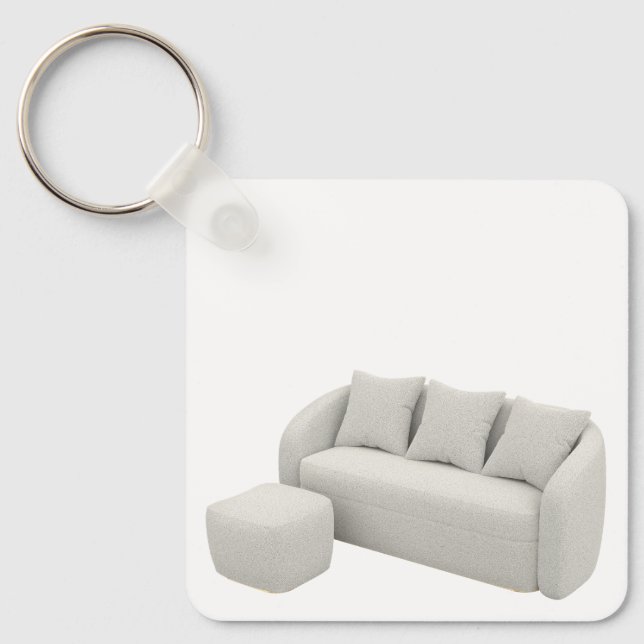 Boucle sofa with ottoman keychain (Front)