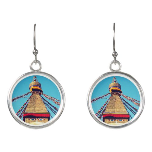 Boudhanath Stupa Buddha Eyes Himalayas Nepal Earrings