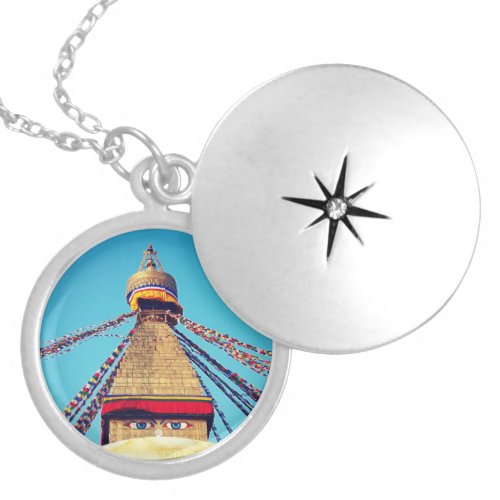 Boudhanath Stupa Buddha Eyes Himalayas Nepal Locket Necklace