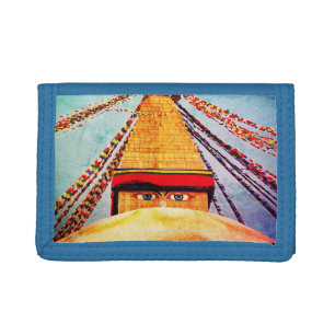 Boudhanath Stupa, Buddha Eyes, Himalayas, Nepal Trifold Wallet