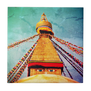 Boudhanath Stupa, Buddha Eyes, Kathmandu, Nepal Ceramic Tile
