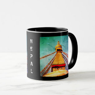 Boudhanath Stupa, Buddha Eyes, Kathmandu, Nepal Mug