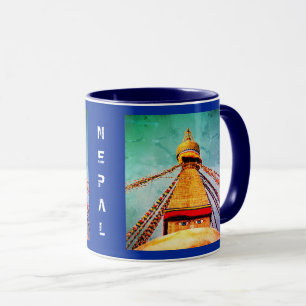Boudhanath Stupa, Buddha Eyes, Kathmandu, Nepal Mug