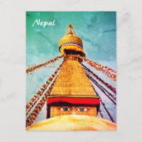 Boudhanath Stupa, Buddha Eyes, Nepal Postcard