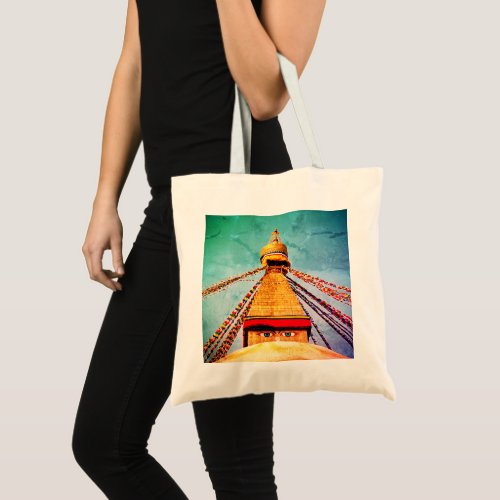 Boudhanath Stupa Vintage Buddha Himalayas Nepal Tote Bag