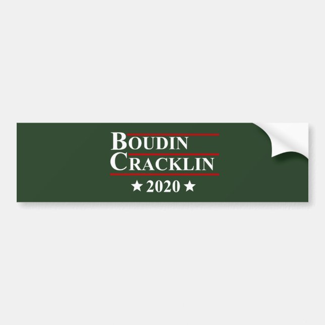 Boudin Cracklin 2020 Fun Louisiana Cajun Election Bumper Sticker (Front)