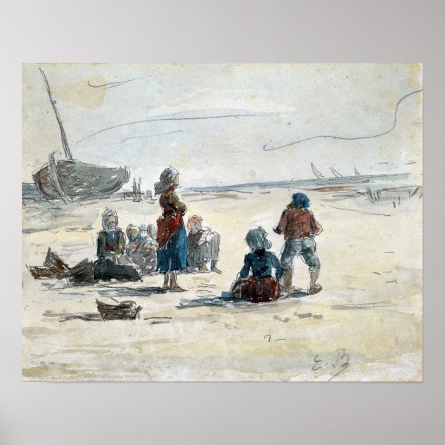Boudin - Fishermen's Wives, 1855 Poster (Front)