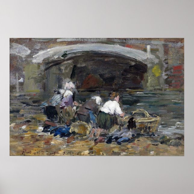 Boudin - Laundresses Near Bridge 1885 Poster (Front)