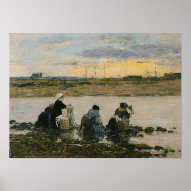 Boudin - Washerwomen By River Poster (Front)