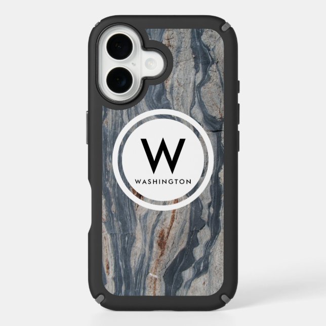Boudinaged Limestone Rock Monogram Speck iPhone Case (Front)