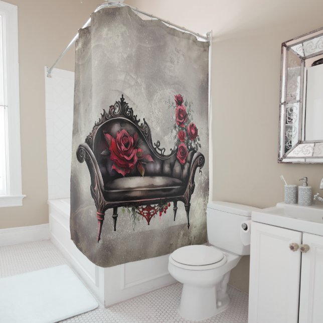 Boudoir Chaise | Victorian Fainting Lounger Couch Shower Curtain (In Situ)