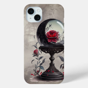 Boudoir   Crystal Ball Crescent Moon Red Roses iPhone 15 Plus Case
