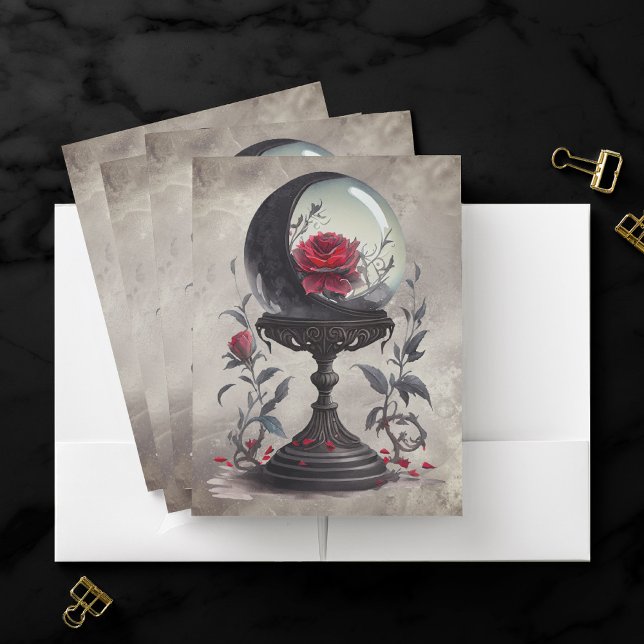 Boudoir | Crystal Ball Crescent Moon Red Roses Pocket Folder (Creator Uploaded)