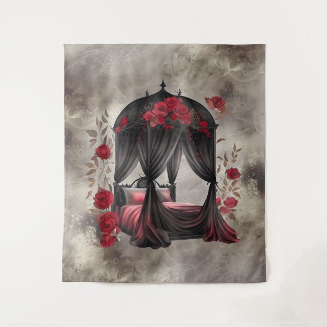 Boudoir | Scarf Canopy Old Antique Poster Bed Tapestry (Front)