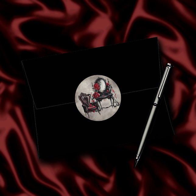 Boudoir | Vanity Mirror and Victorian Parlor Chair Classic Round Sticker (Creator Uploaded)