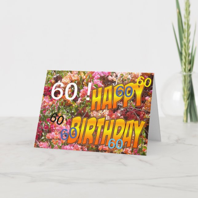 Bougainvillea Age Template Birthday Greeting Card (Front)