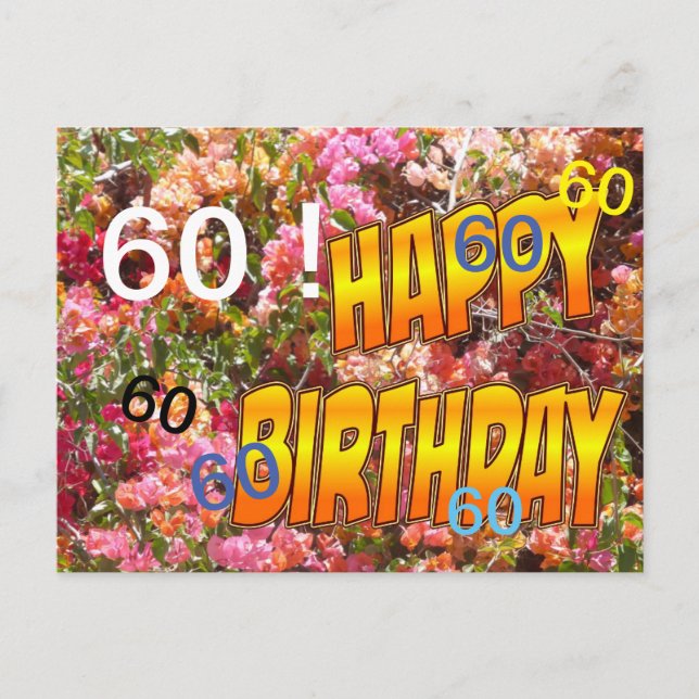 Bougainvillea Age Template Birthday Postcard (Front)